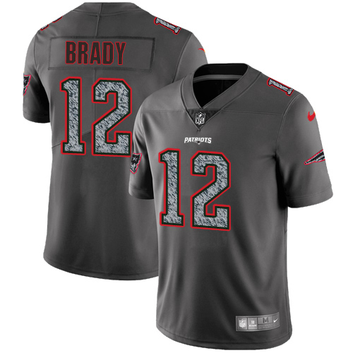 Nike Patriots #12 Tom Brady Gray Static Men's Stitched NFL Vapor Untouchable Limited Jersey - Click Image to Close